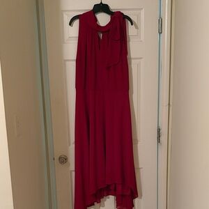 Lane Bryant Red High Low Dress with Elegant Bow on Left Shoulder